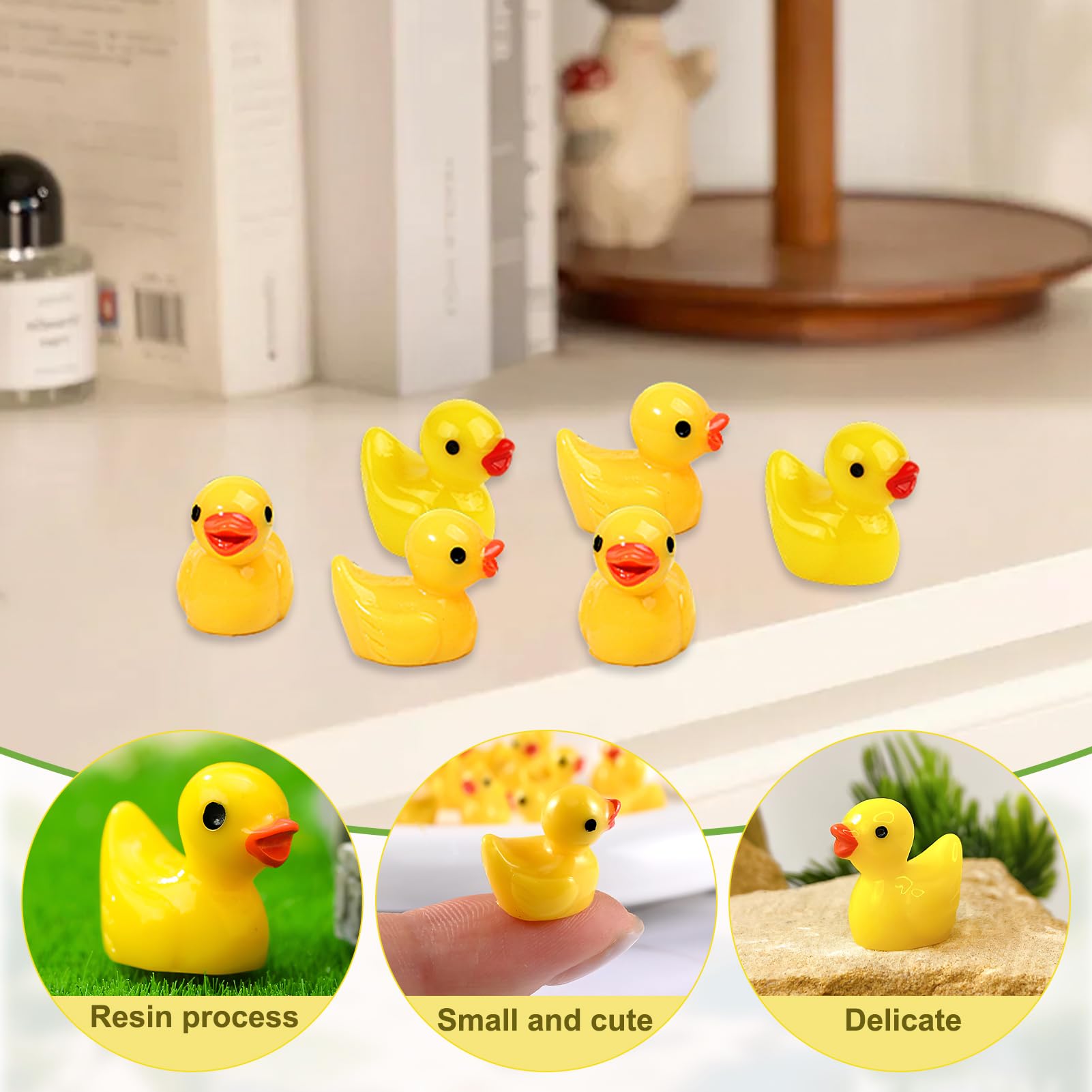 100 Pcs Mini Canards en Résine, Petits Canard Miniature Résine, Miniatures Figurines de Canard Mini Canard en Plastique Petit pour Le Bricolage pour Aquarium Jardin Bricolage Potting Paysage