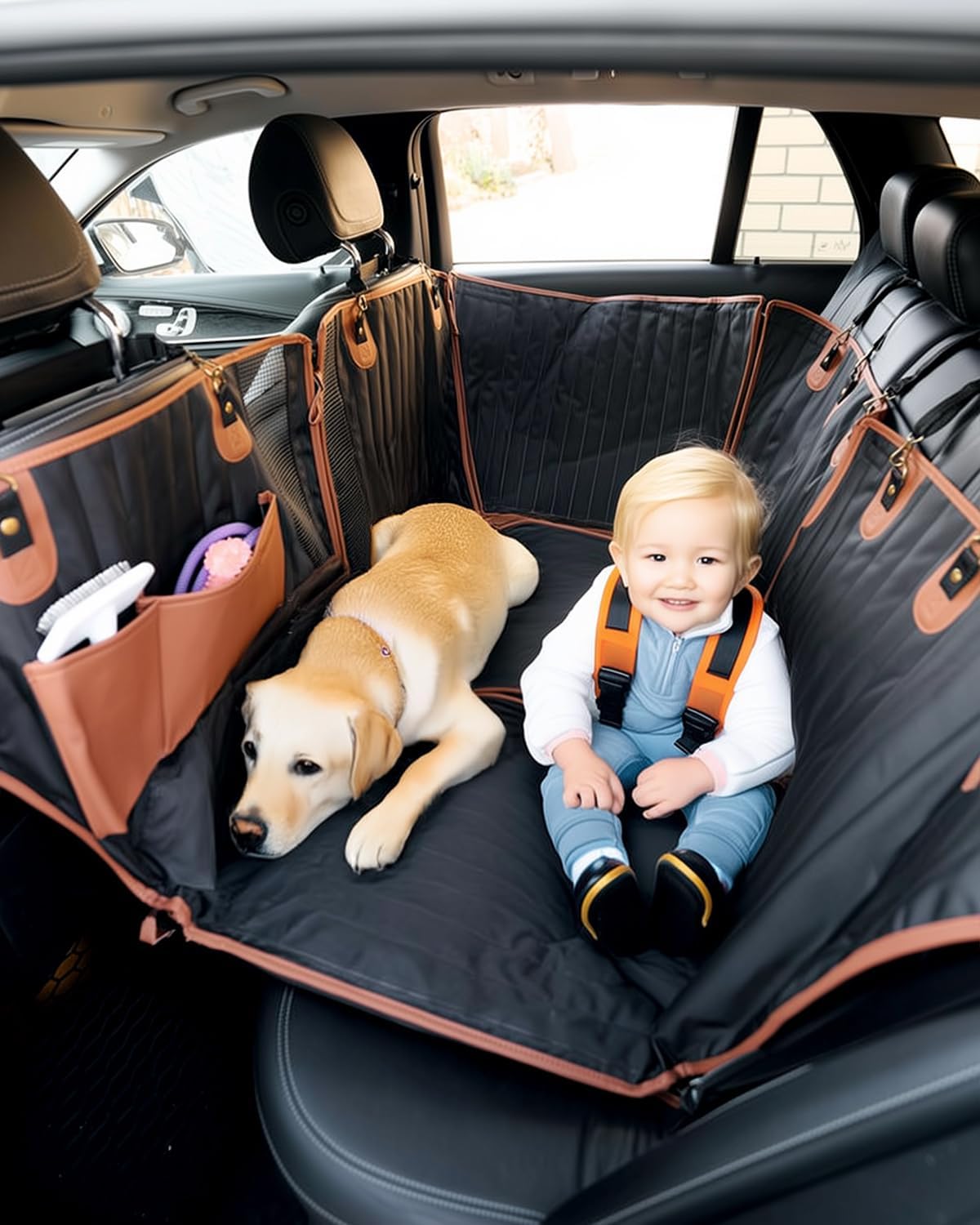 Owleys Hard Bottom Dog Car Seat Cover for BMW – Waterproof Back Seat Protector with Mesh Windows | Non-Slip Heavy Duty Hammock for Trucks | Custom Fit for BMW