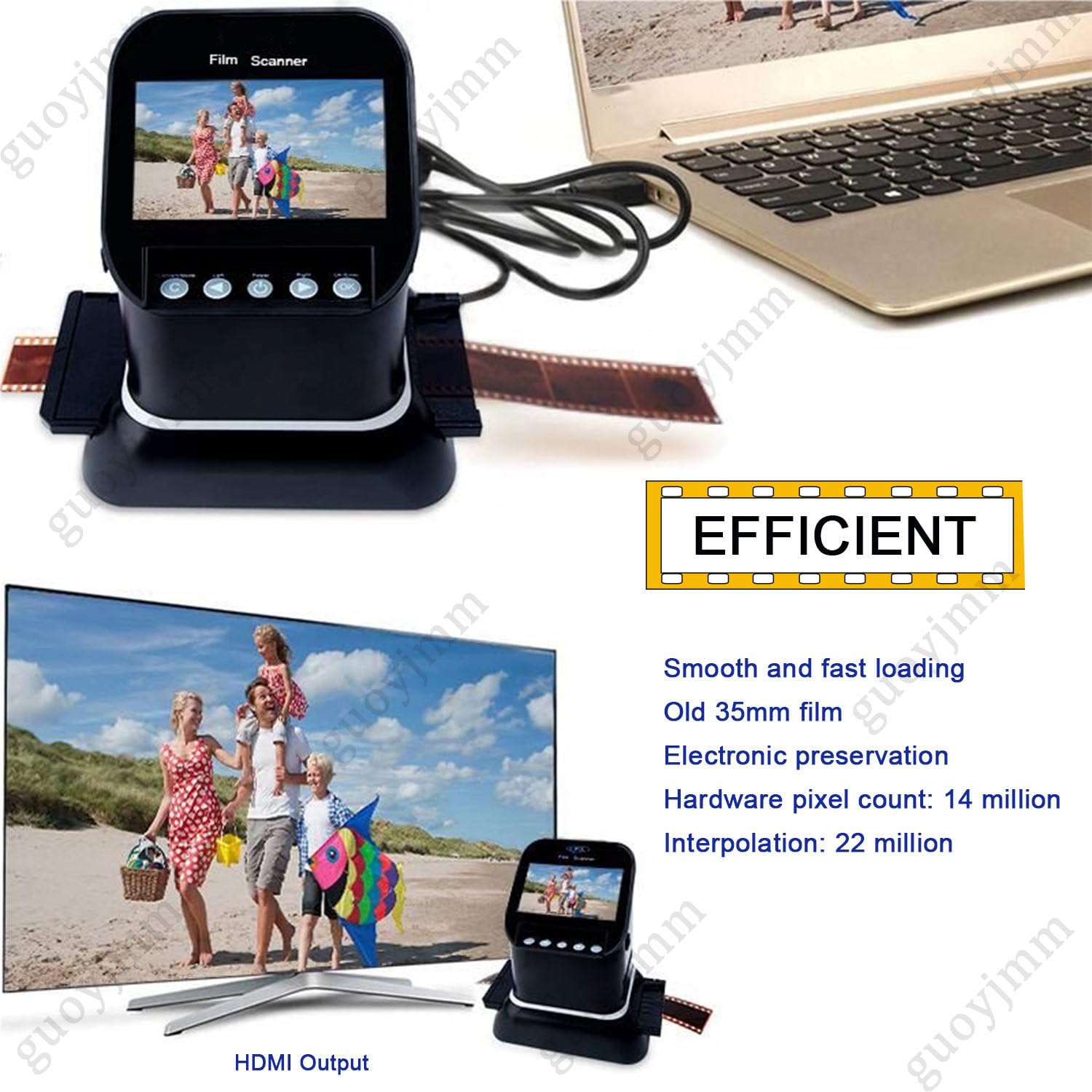 Scanner per Diapositive, Scanner per Foto da Vecchie a digitali veloci, Scanner per Diapositive da 35 mm a digitali, Scanner per Foto Negative da 22 MP, Ampio Display da 4,3" e HDMI