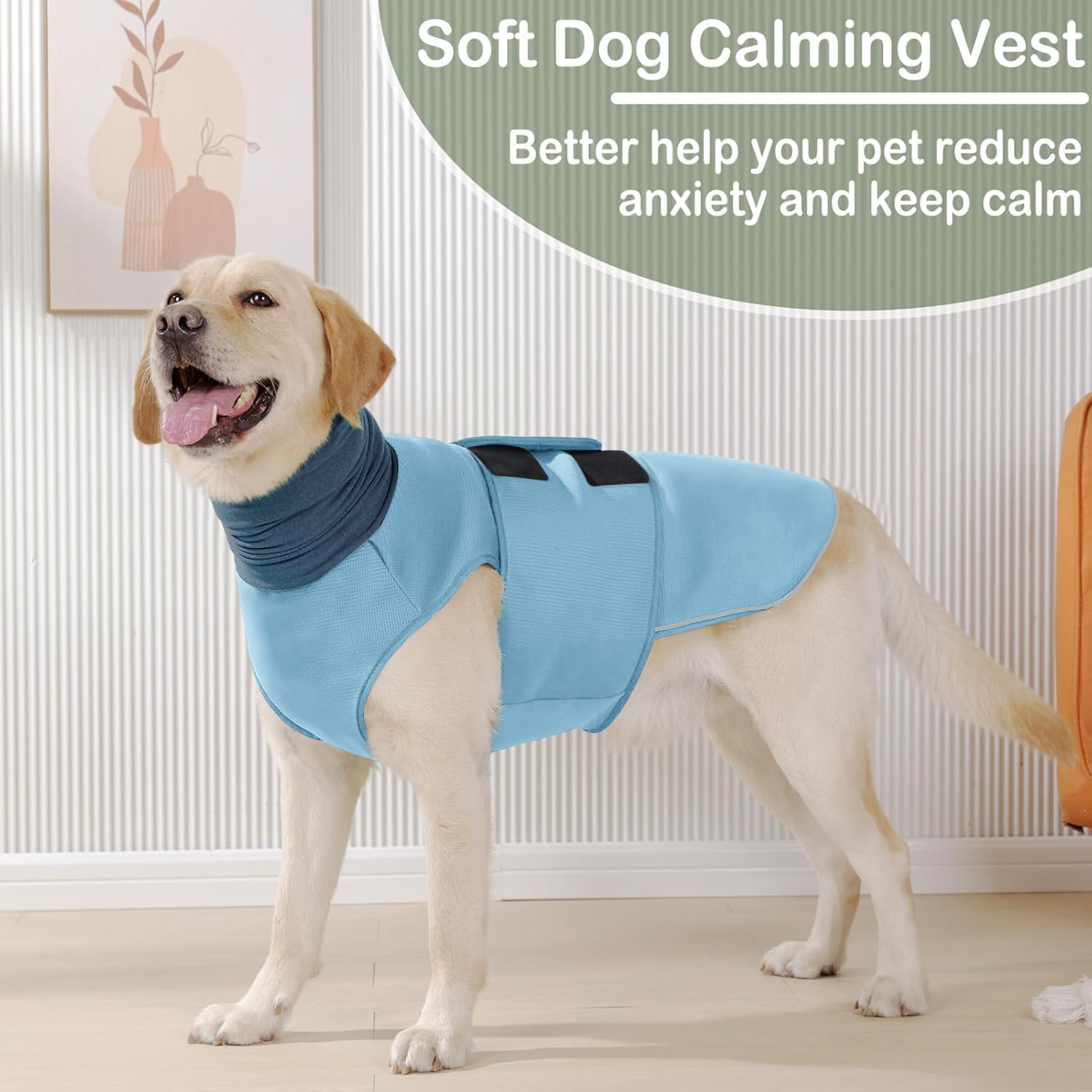 KOESON Beruhigender Kapuzenpullover für Hunde, Donnerjacke mit Ohrwickel, atmungsaktive Hunde-Angstweste für Donner, Feuerwerk, Reisen, Trennung, Komfort, Haustier-Angstlinderung, Hellblau, Größe L