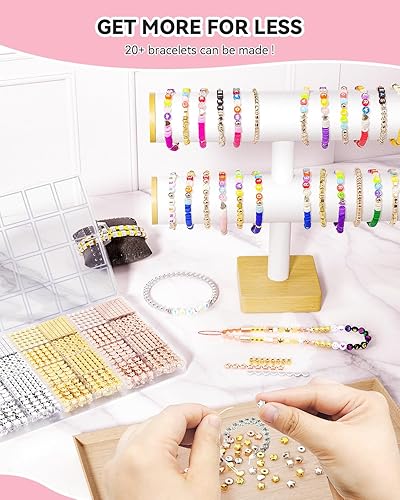 Miniatura 6 de ARTDOT Kit de 1740 cuentas doradas para hacer pulseras de la amistad, 8 formas organizadas para hacer joyas, suministros espaciadores, juego de