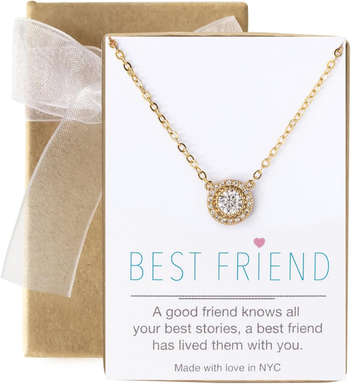 A+O Friendship Necklace - CZ Pave Necklace in Gold, Rose Gold, Sterling Silver