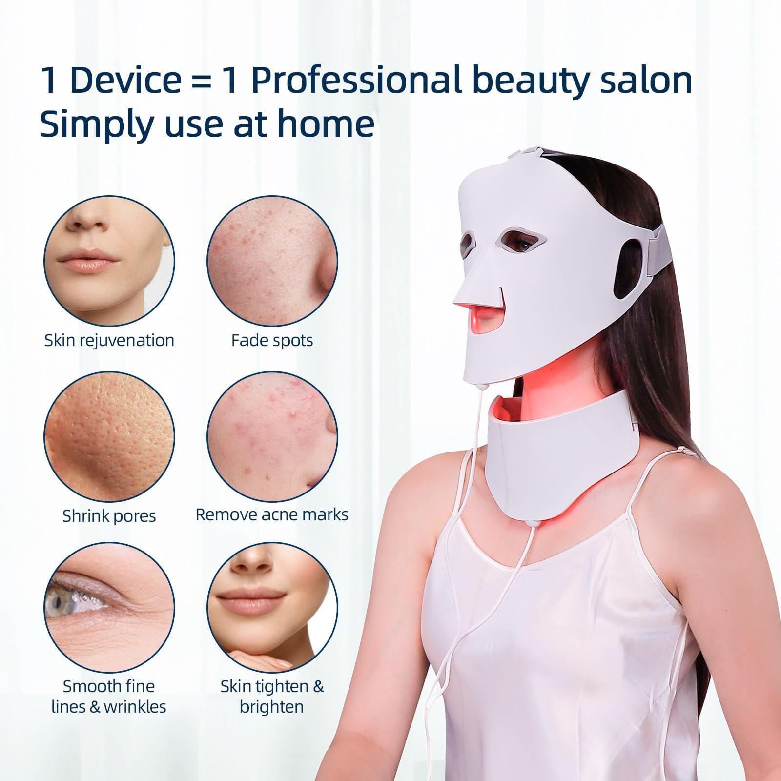 Led Maske Gesicht,Weiches Silikon,LED Lichttherapie Gesichts | Red Light Therapy Face，Hautverjüngung, Straffung & Aufhellung, Faltenglättung