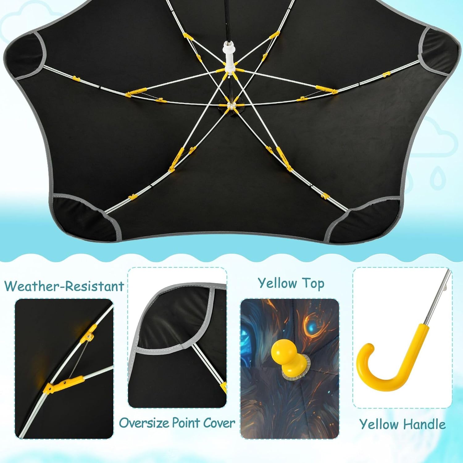 ALAZA Magic Wolf Alchemy Kids Umbrella for Girls Boys Toddler Children Rain & Sun Umbrella