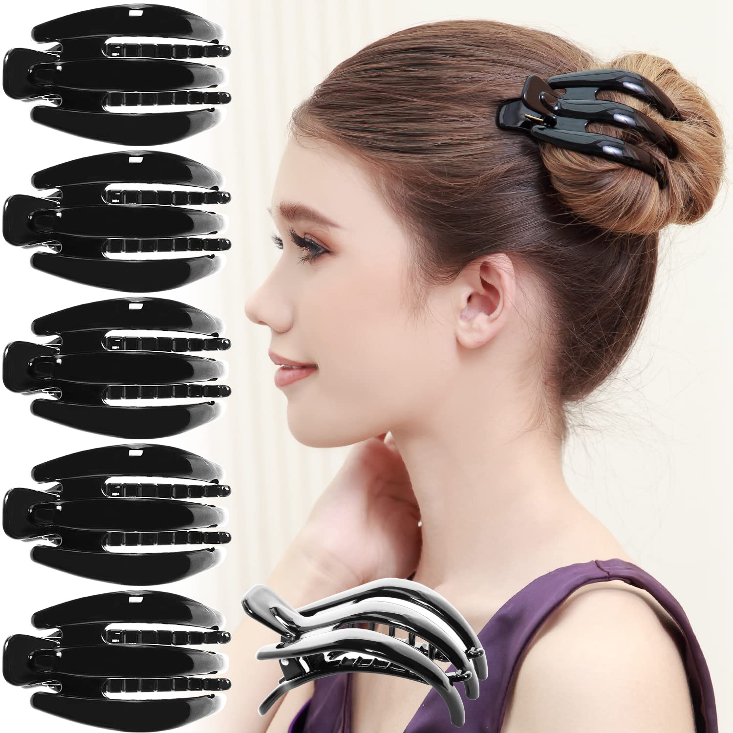 RC ROCHE ORNAMENT 6 Pcs Womens Premium Plastic Curve Claw Jaw Side Slide Curve Clasp Anti Slip Comfy Styling Barrettes Girls Beauty Accessory Hair Décor Clips Clamps, Medium Black RC ROCHE ORNAMENT 6 Pcs Womens Premium Plastic Curve Claw Jaw Side Slide Curve Clasp Anti Slip Comfy Styling Barrettes Girls Beauty Accessory Hair Décor Clips Clamps, Medium Black