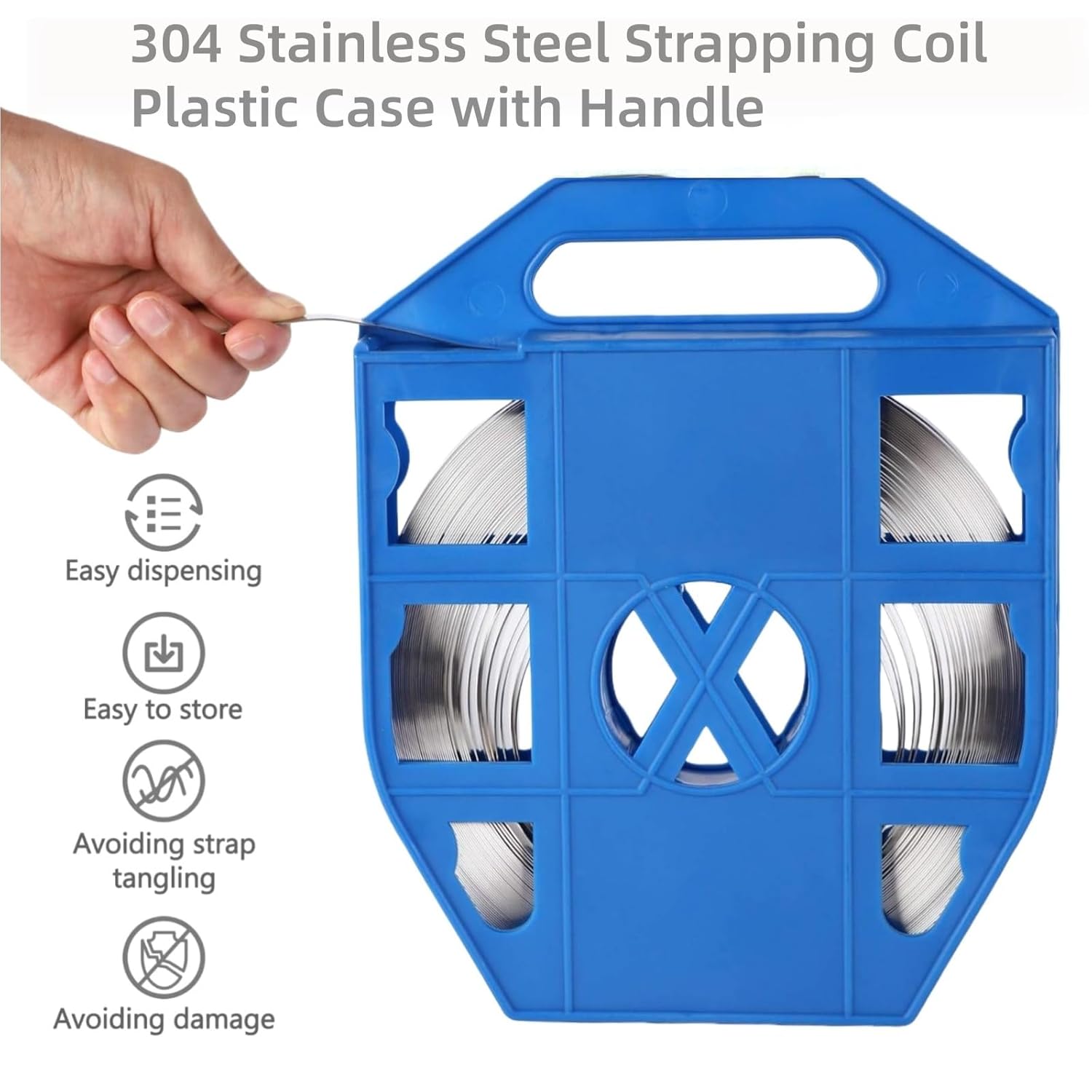 304 Stainless Steel Strapping Band - 3/4" x 1/64" x 164 ft, Steel Banding for Wood, Pallets, Pipes & Bundling