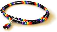 Vista 2 de Pulsera de tobillo arco iris colores orgullo LGBT semillas tobillera negro multi