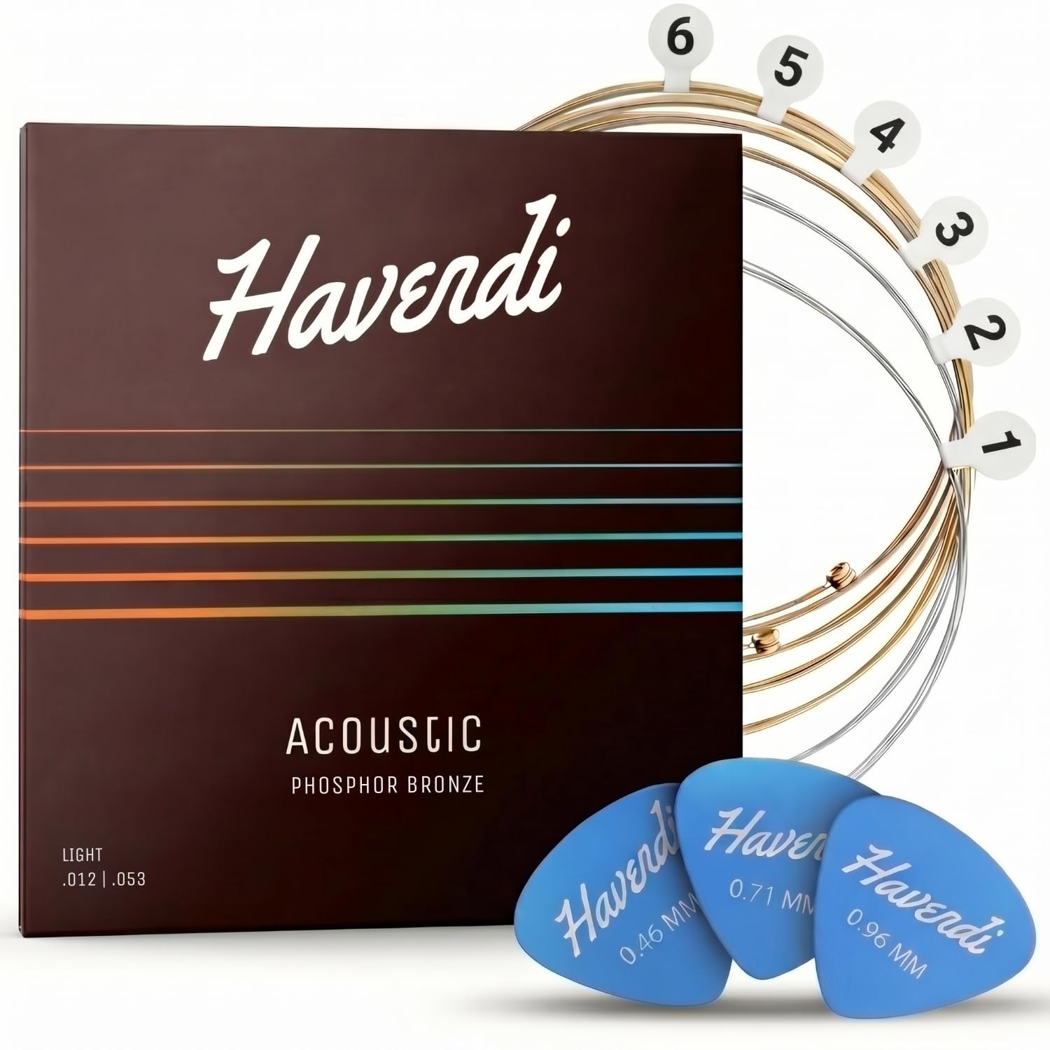 HAVENDI® Acoustic Guitar Strings Phosphor Bronze Coating I Premium Brilliant Sound Quality I Includes 3 Picks