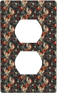 Decorative Outlet Covers Wall Plates for Electrical Outlets 1Pcs - Gothic Fire Bird Skull Print Duplex Wall Outlet Covers, Polycarbonate Thermoplastic Receptacle Cover Plate Plug Cover 4.50" X 2.76"