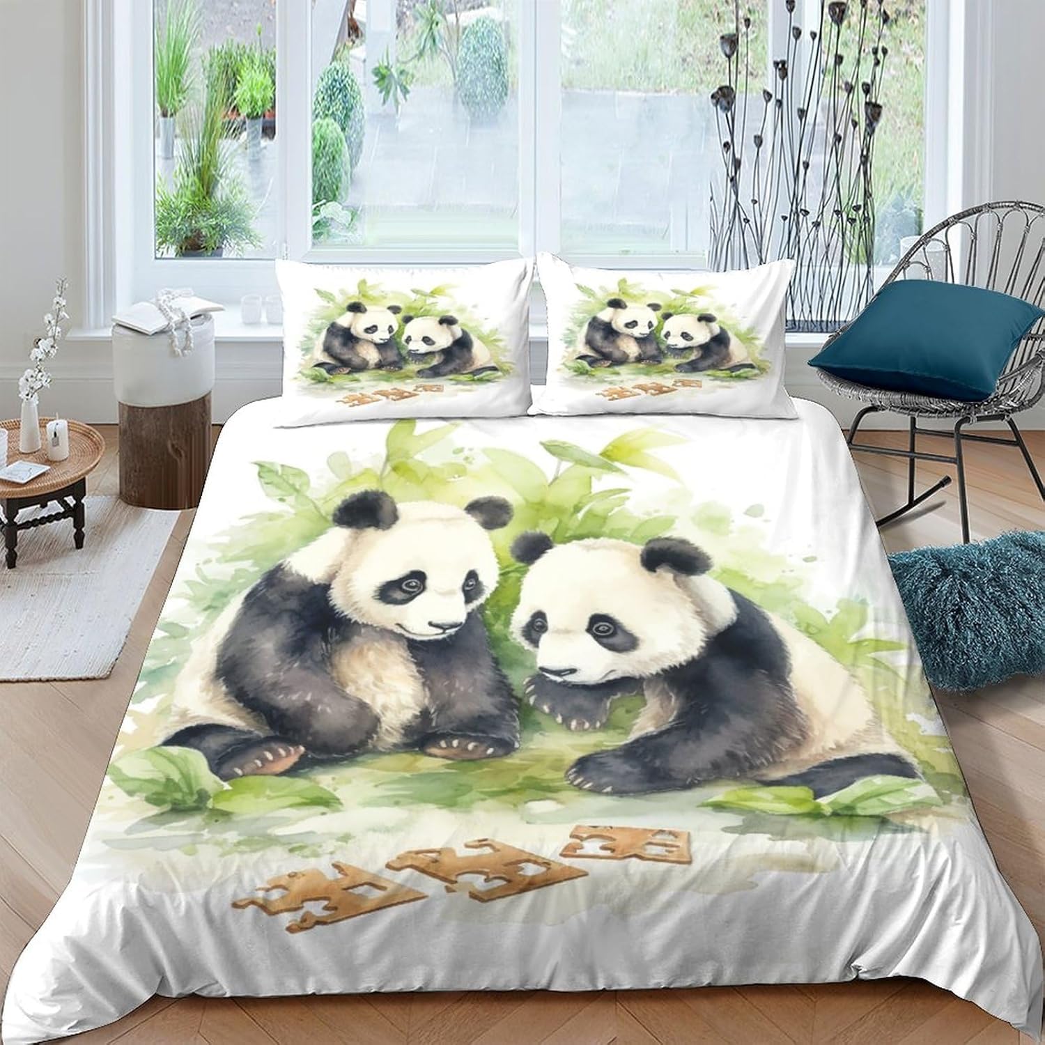Literie 3D HD impression microfobre haut de gamme housse de couette pandas