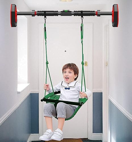 Miniatura 2 de Columpio para bebé, columpio para niños pequeños + barra de dominadas para puerta (barras de entrenamiento de ancho ajustable), juego de columpio