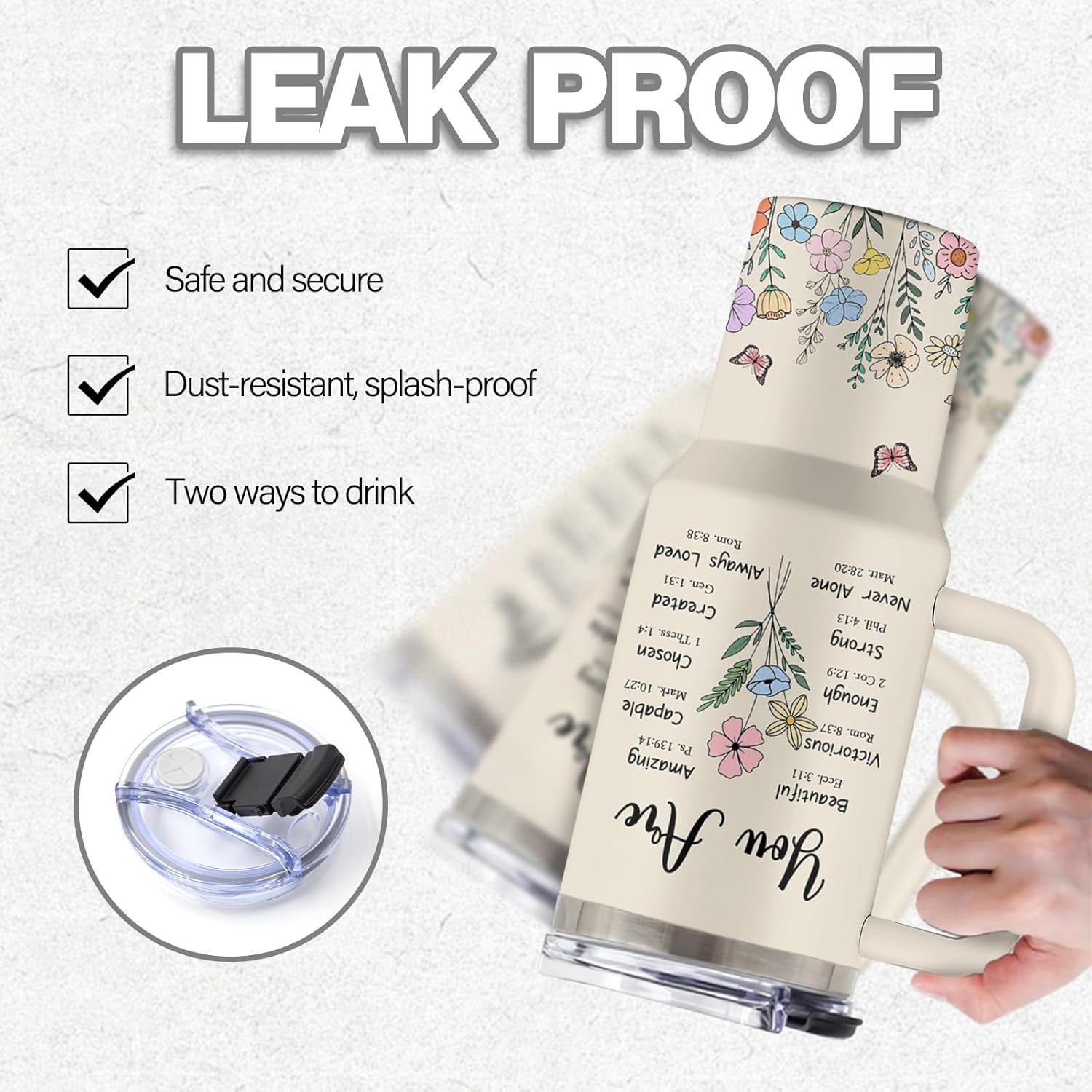 Christian Gifts for Women, 40 Oz You Are Tumbler with Handle & Straw, Religious Faith Inspirational Bible Verses Gift for Women, Christian Tumbler, Gifts for Thanksgiving Christmas, 1 PCS - Image 2