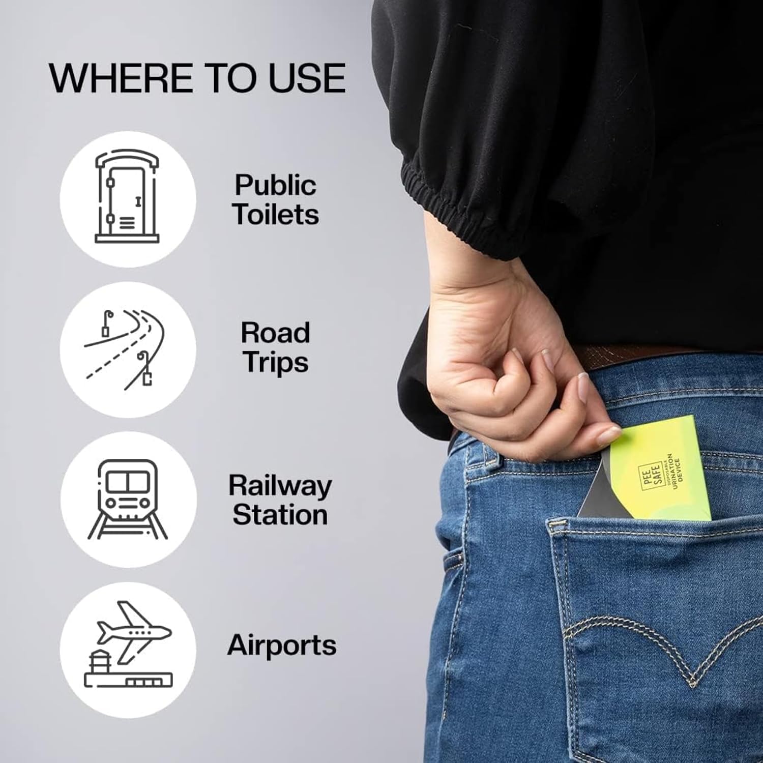 Pee Safe Disposable Female Urination Device – 24 Count | Portable Stand & Pee Funnels for Women | Leak Proof Travel Buddy for Camping, Hiking, Road Trips & Public Toilets