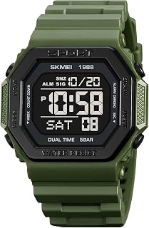 Men's Top Brands Digital Mens Watch, Black Dial ABS Case, TPU Rabber Band, Waterproof Electronic WristWatches Fashion PU Band Sports Watch relogio Masculino Sport Watch Men-1988