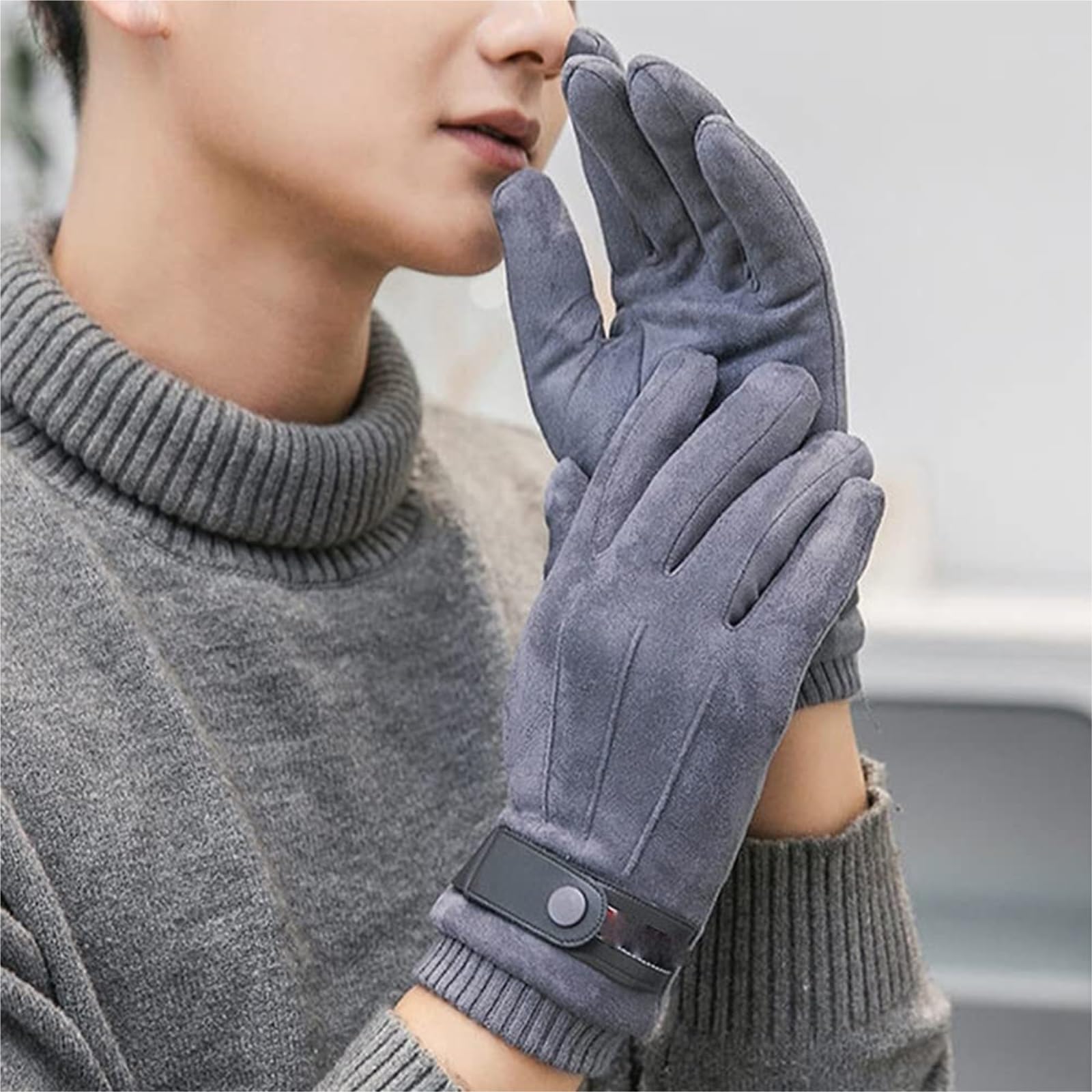 Handschuhe Winter Winter Dicke Warme Split-Finger-Handschuhe Outdoor Ski-Touchscreen-Handschuhe Thermo(Black)