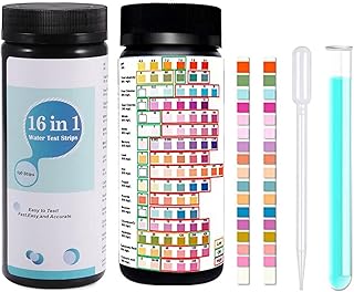 100pcs 16 in 1 Water Test Strips, Pool Test Strip,Drinking Water Test Strips Kit for Well Tap Water Quality Testing Hardness,Testing For Lead, Iron, pH, Hardness, Bromine, Nitrate & More