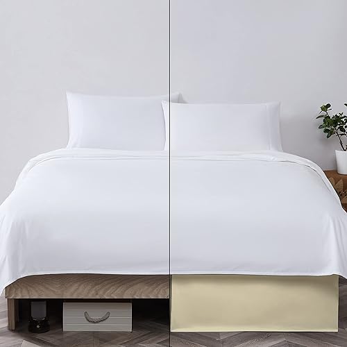 Miniatura 3 de Southshore Fine Linens VILANO Springs faldón para cama plisada, 15 pulgadas, Microfibra, Blancuzco, King