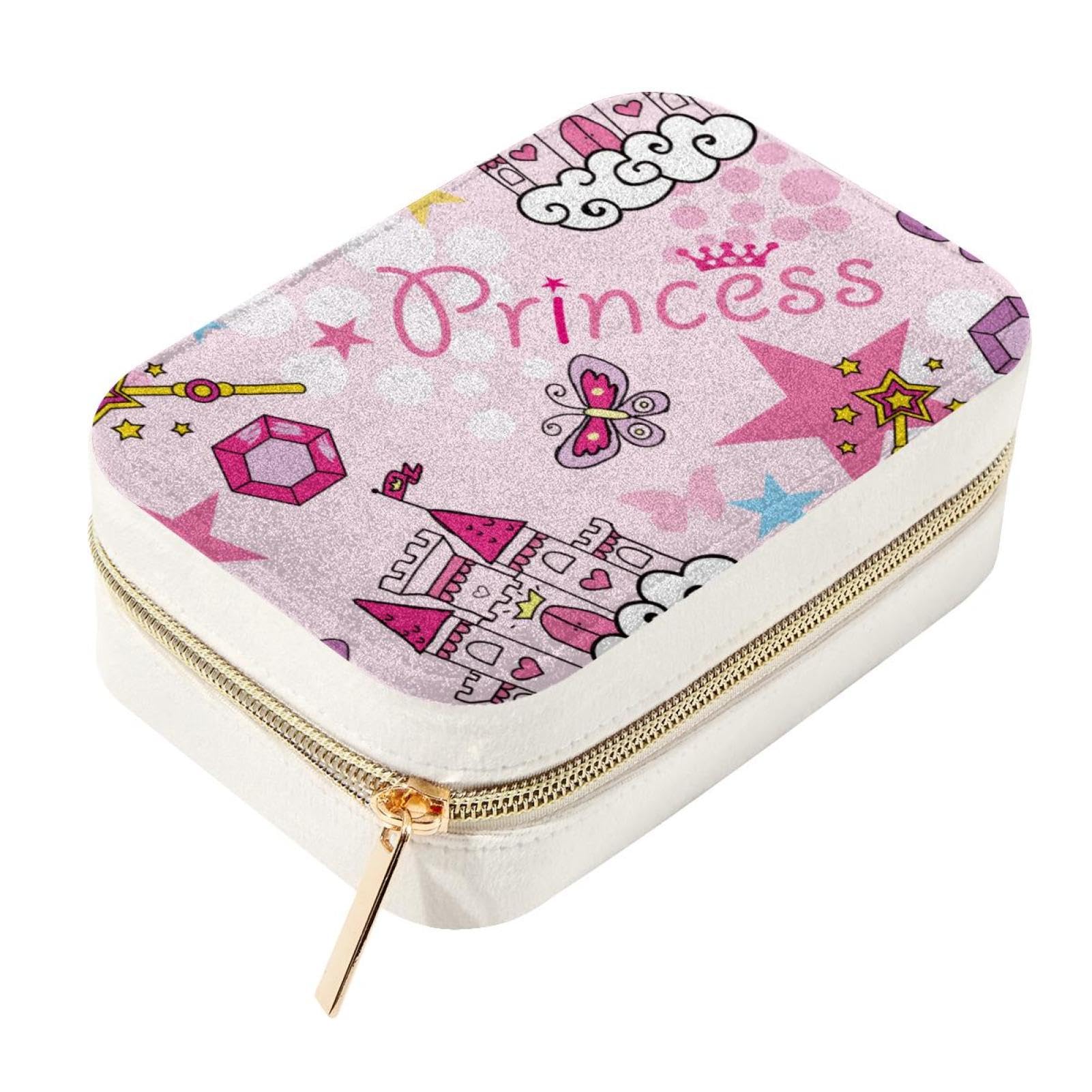Joyero de terciopelo rosa para regalo de cumpleaños con cremallera y diseño mini