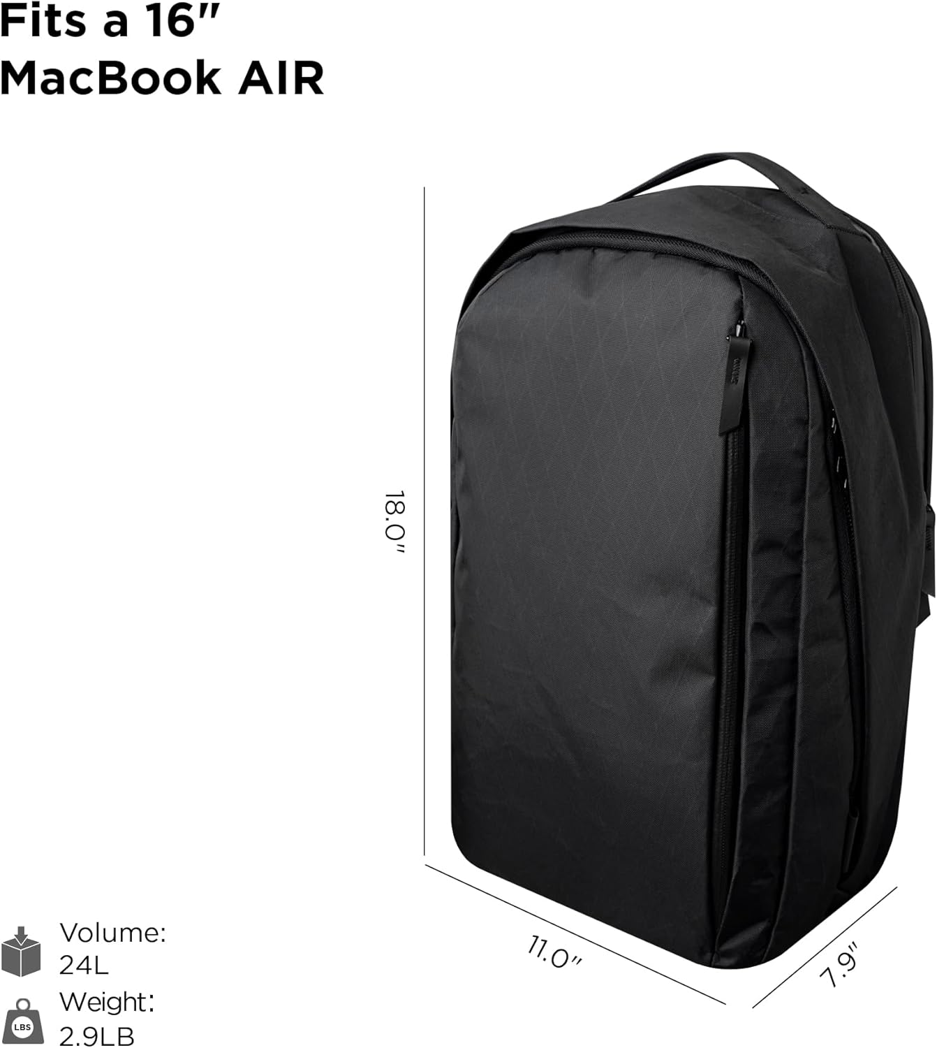 ALPAKA Metro Backpack Pro for Men - Fits 16" Laptop Business Travel Backpack with YKK Zippers, MOD Key Leash & Luggage Pass-through, Padded and Weatherproof X-pac Material Work Bag (Black)