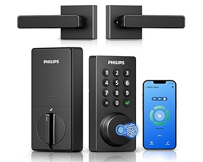 Philips WiFi Keypad Door Lock with Handle, Built-in WiFi, APP Remote Control, Voice & Fingerprint Unlock, Smart Locks for Front Door with Auto Lock, Digital Front Door Lock Set, Keyless Entry Deadbolt