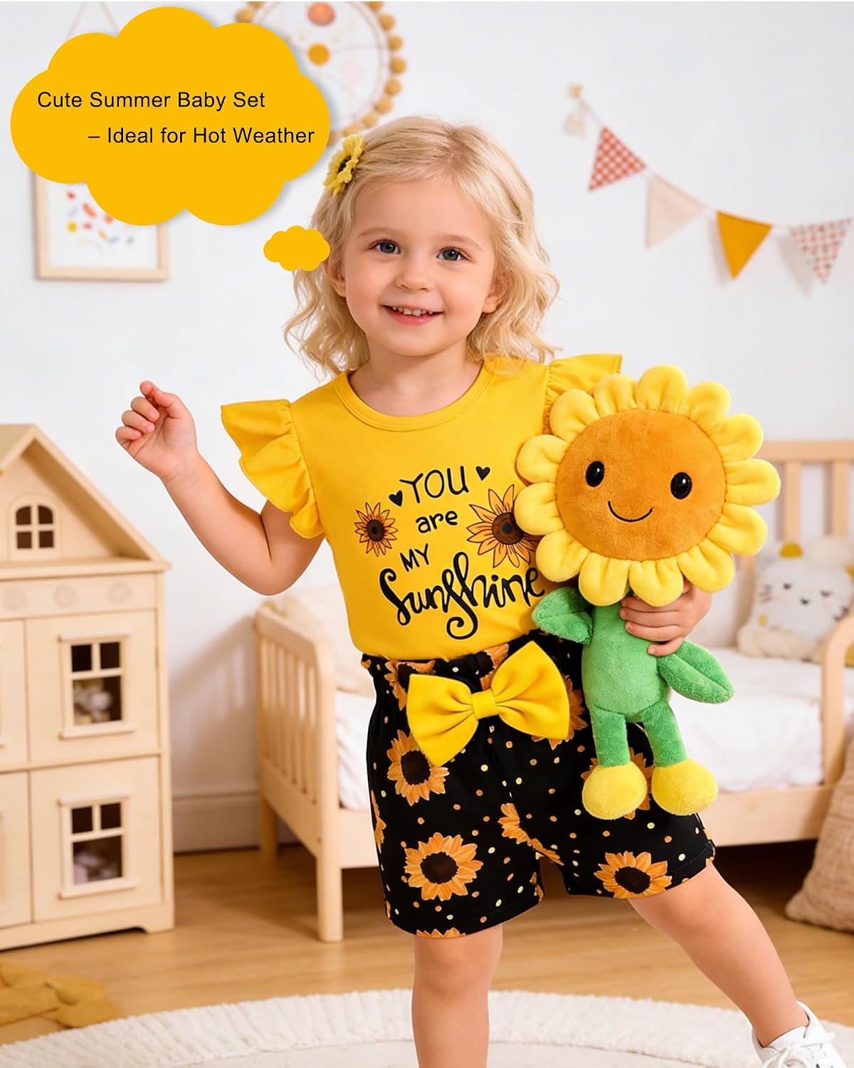 Toddler Baby Girls Clothes Summer Outfits Ruffle Sleeve T-shirt + Shorts Cute Girl Clothing Set 6M-4T image 3
