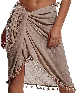 Yusongirl Sarong Wrap Beach Women Bathing Suit Swimsuit Cover Up with Tassel Beach Wrap Skirt Cover Ups for Swimwear