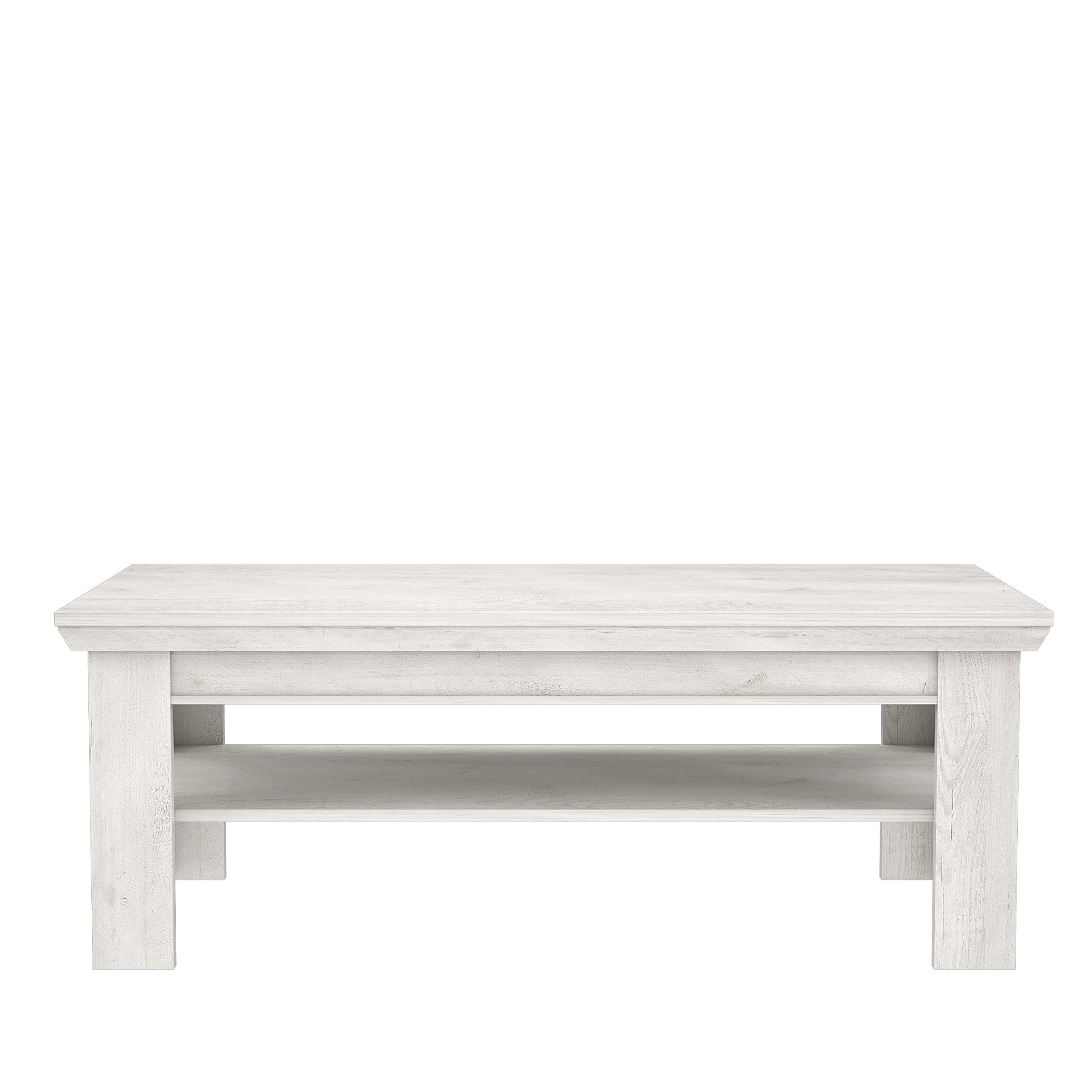 FORTE Kashmir Couchtisch mit Ablagefläche, Holzwerkstoff, Pinie Weiß, 120 x 45 x 60 cm