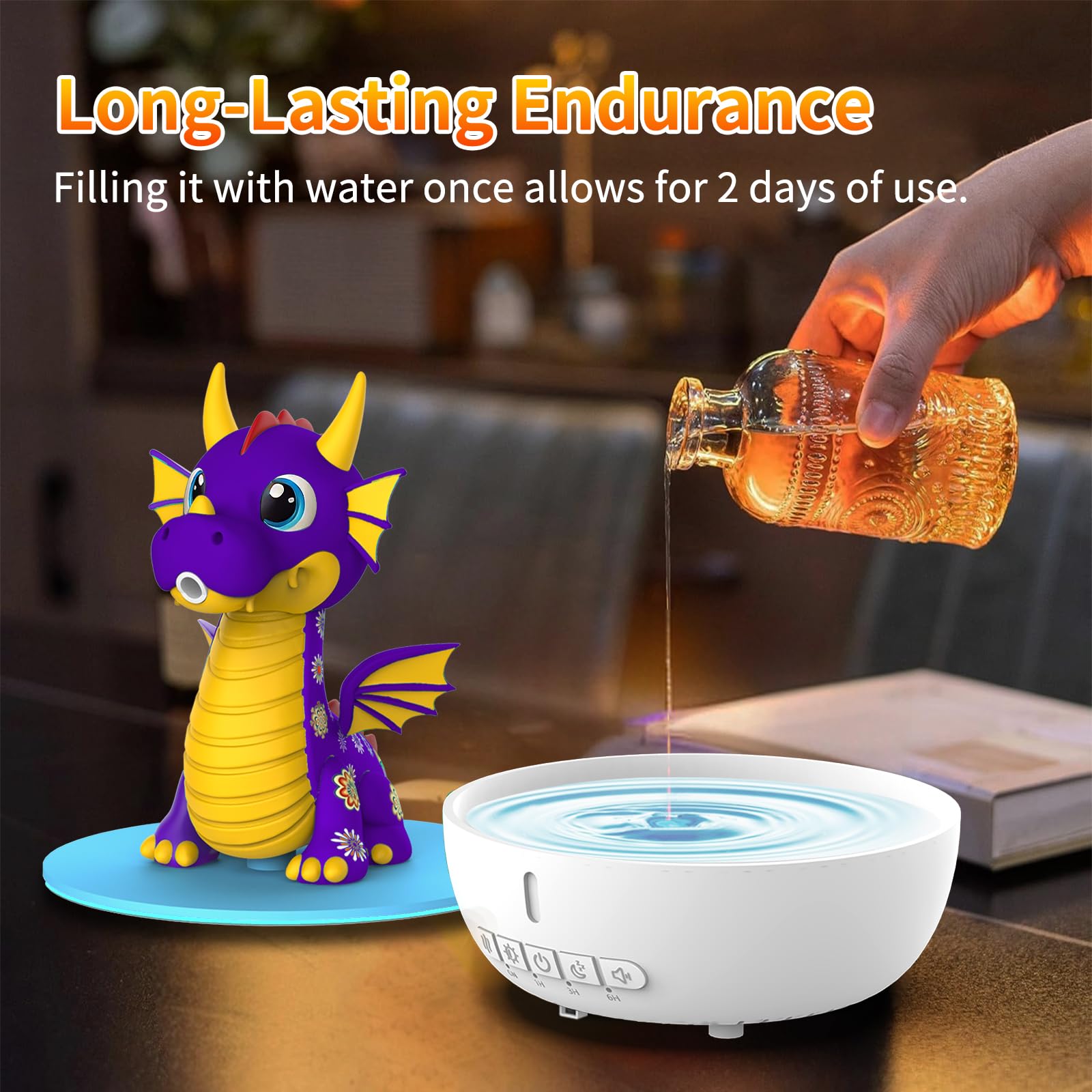 Aroma Diffuser Kinder Drache, 200ml Ultraschall Luftbefeuchter mit Flammen-Effekt, Timer & Fernbedienung, White Noise Einschlafhilfe, 7 Farben Licht, Duftzerstäuber für Ätherische Öle & Schlafzimmer