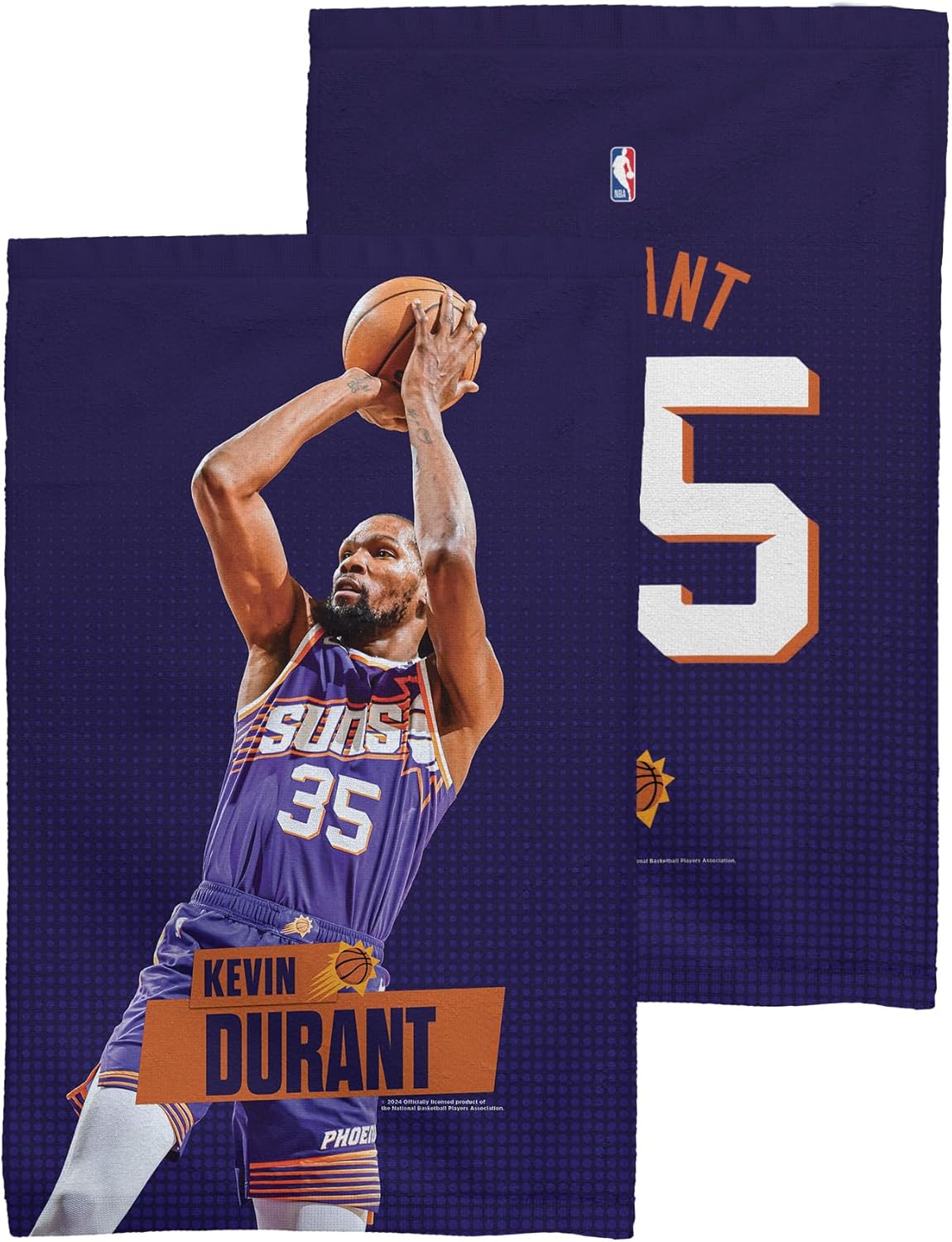 NORTHWEST NBA Phoenix Suns Kevin Durant 2 Pack Fan Towel, Licensed, Ultra Soft and Absorbent, Sport Gym Towel, 16 x 25 inches