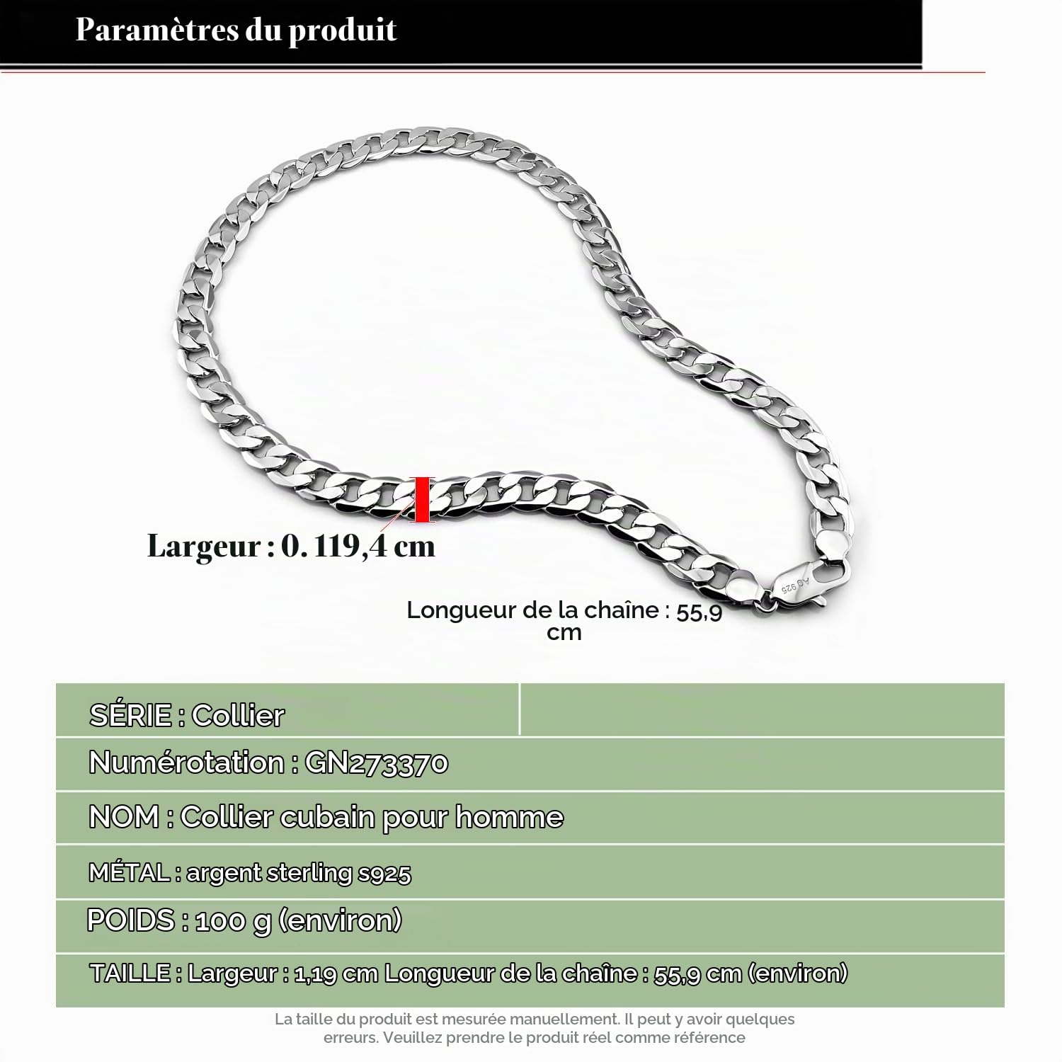 Dankadi Collier Cubain Massif Large 10MM 12MM en 925 Argent pour Homme Femme, Chaîne à Maillon Cubaine Grosse 16"-30" Rock Punk Hip Pop Miami Cadeau de Bijoux Fête Anniversaire