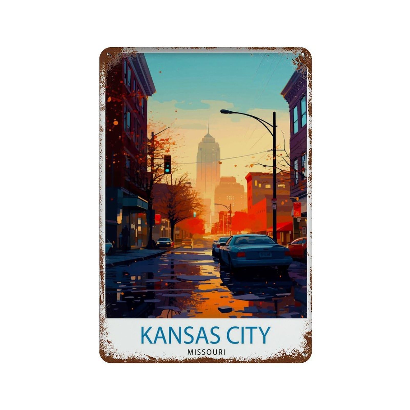 xiaoxiaoshen Kansas City Missouri Travel USA Ill_5 Wall Decor Art Metal Tin Poster Modern Home Decor Art Home Bar Shop Decorations Vintage Sign 30x20cm