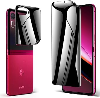 2 Pack for Motorola Razr Plus 2024 Privacy Screen Protector, 1 Pack Internal Anti-Spy Flexible Film + 1 Pack Outer Privacy Screen Protector for Moto Razr+ 2024, Anti Scratch Case Friendly