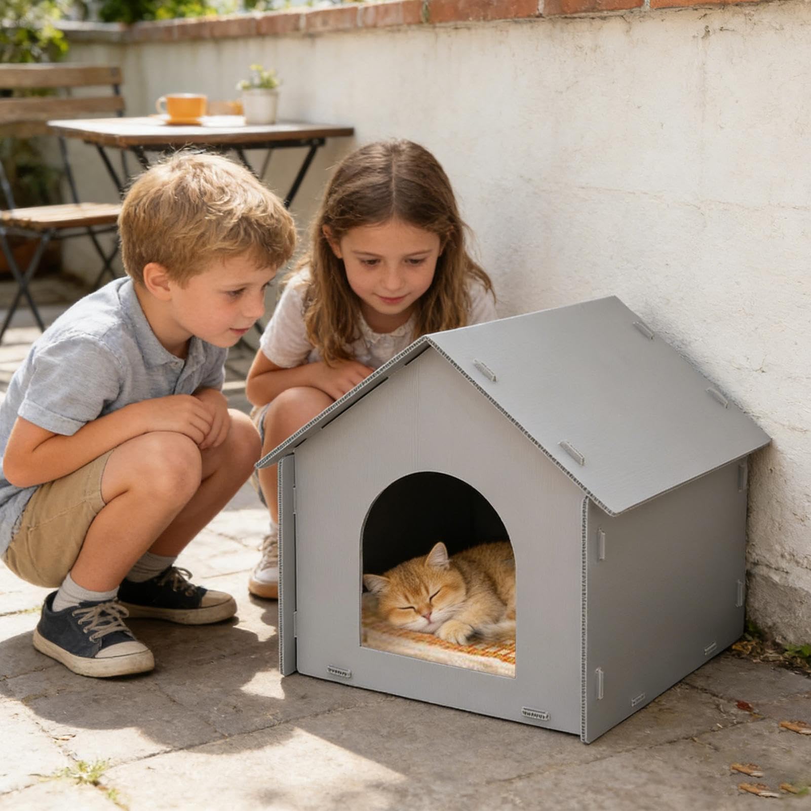 Generico Cuccia per Gatti Tenda Impermeabile Chiusa con Tappetino | Rifugi per Gatti all'Aperto Per dei Cuccioli, come Casa Invernale per Animali, per Patio, per Cortile e per Giardino