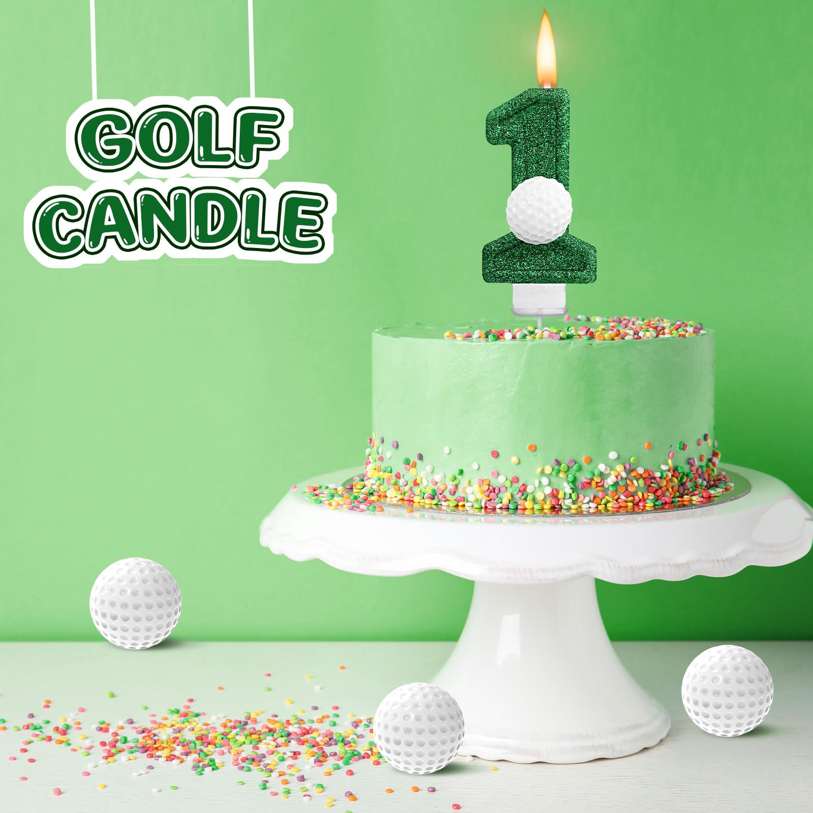 Conelist Vela de cumpleaños rosa con purpurina para decoración de fiesta de cumpleaños, decoración de pastel de cumpleaños, suministros de fiesta de aniversario (golf, número 1)