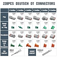 Vista 2 de Kit de conectores Deutsch DT de 228 piezas, conectores grises de 2, 3, 4, 6, 8 y 12 pines, kit de conectores Weatherpack 14-18 AWG, serie DT