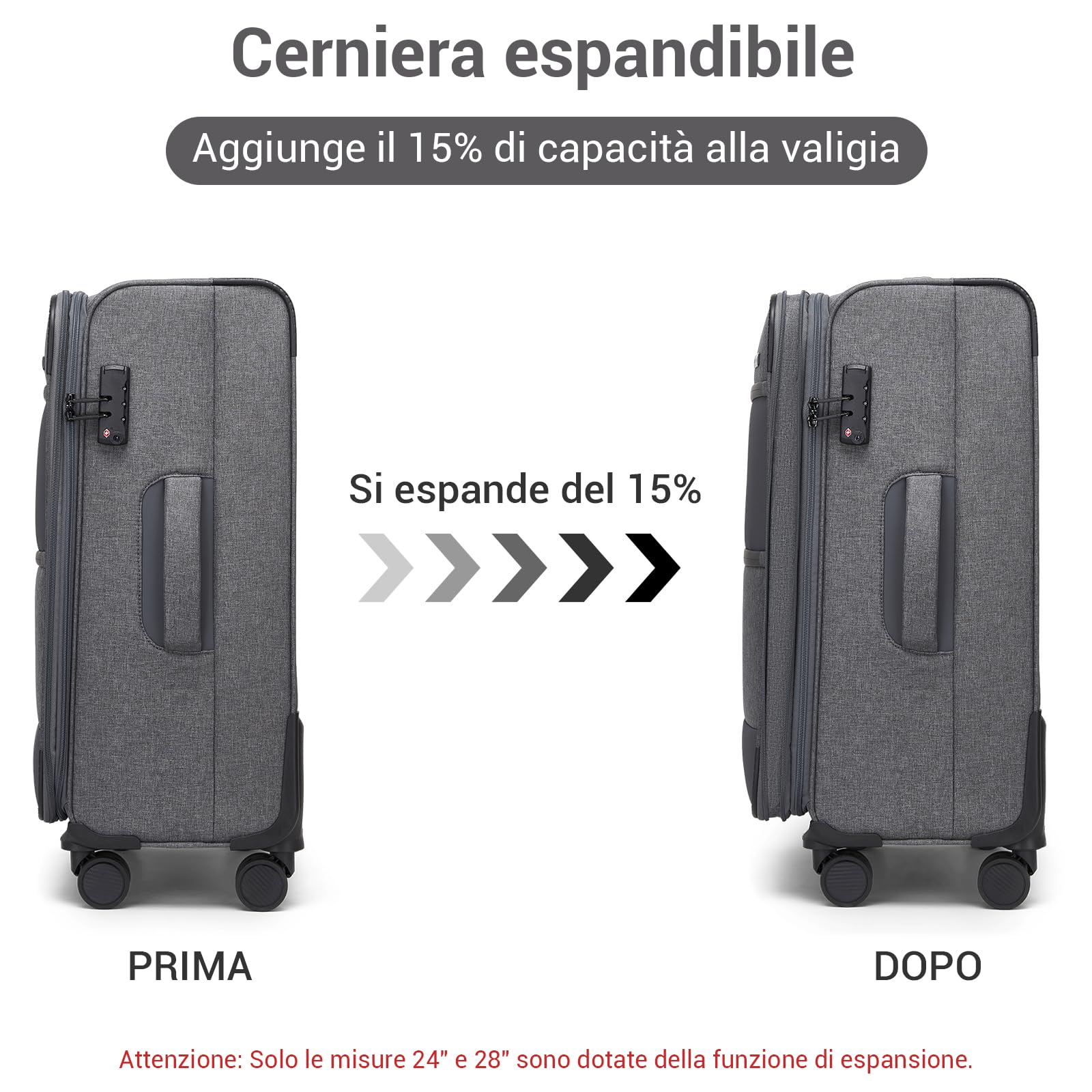 British Traveller Valigia Trolley Grande Rigido Espandibile 79,cm Valigie Rigida da Viaggio con 4 Ruote Girevoli e TSA Lucchetto(28pollici, Grigio)