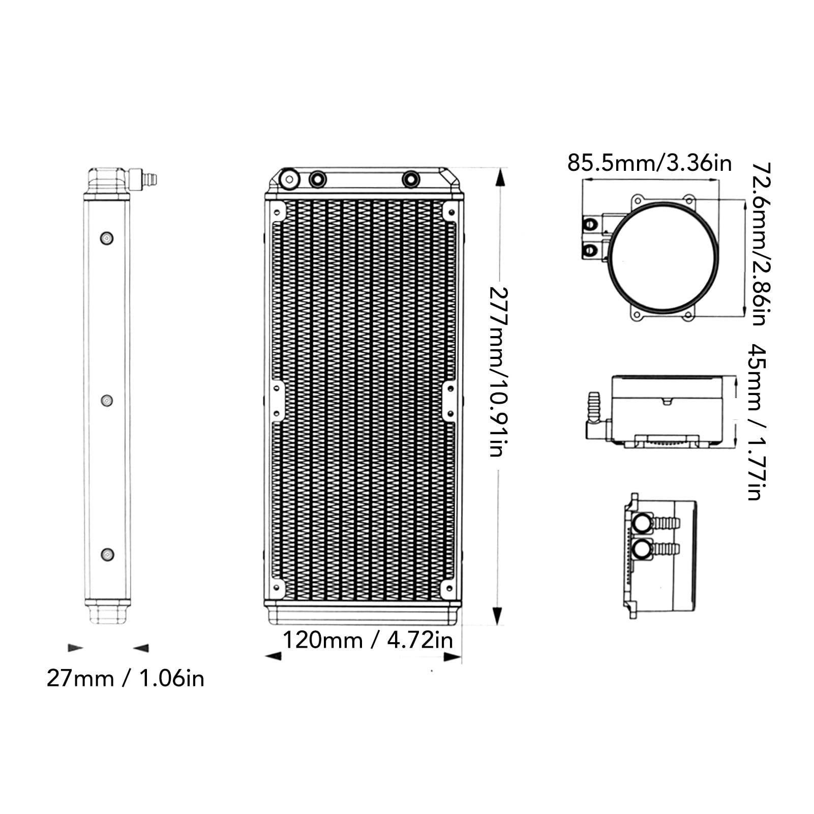 Chłodnica Cieczowa Procesora ARGB Chłodnica Wodna Procesora AIO Chłodnica 240 Mm z Podwójnym Wentylatorem 120 Mm PWM, 3-pinowy Adresowalny System Chłodzenia cieczą PWM RGB dla