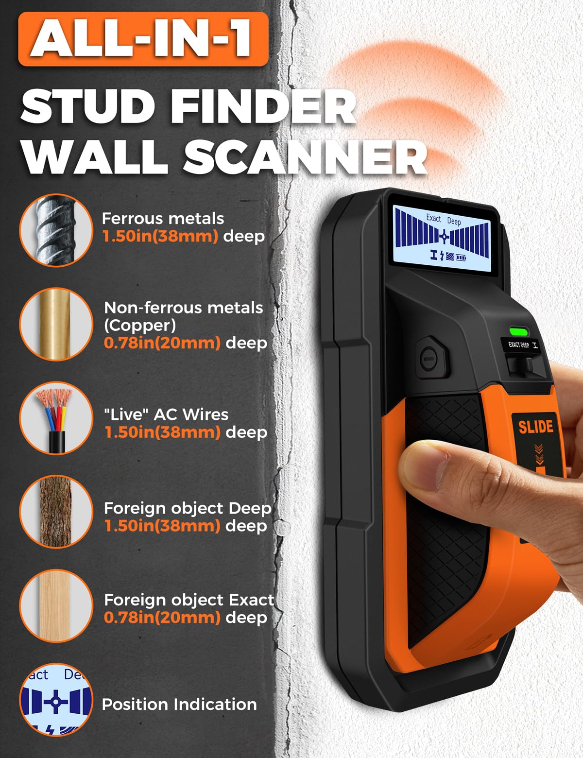 POROMETISTO DSF05 Stud Finder - Locate Studs & Wires -2