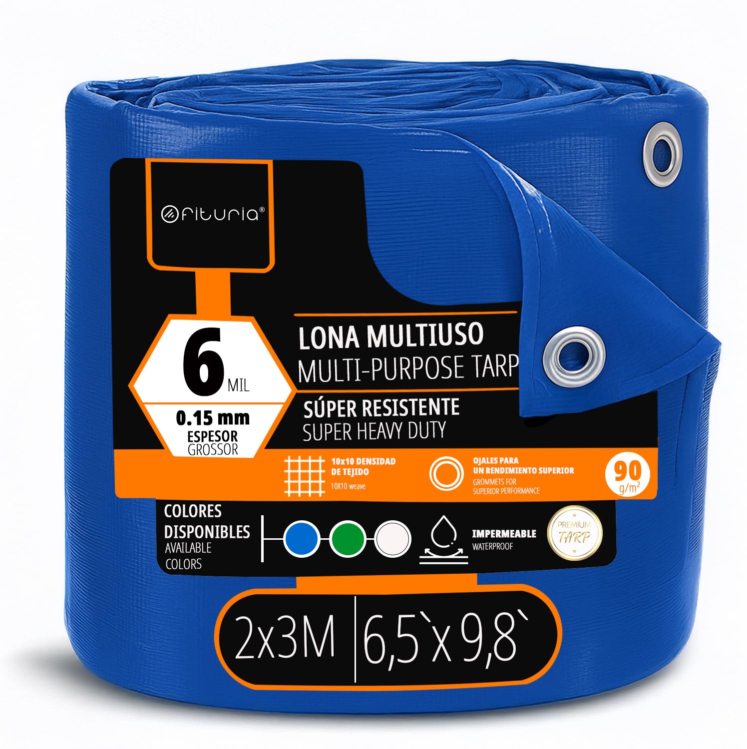 Lona impermeable de exterior azul para proteger el suelo y muebles en el jardín