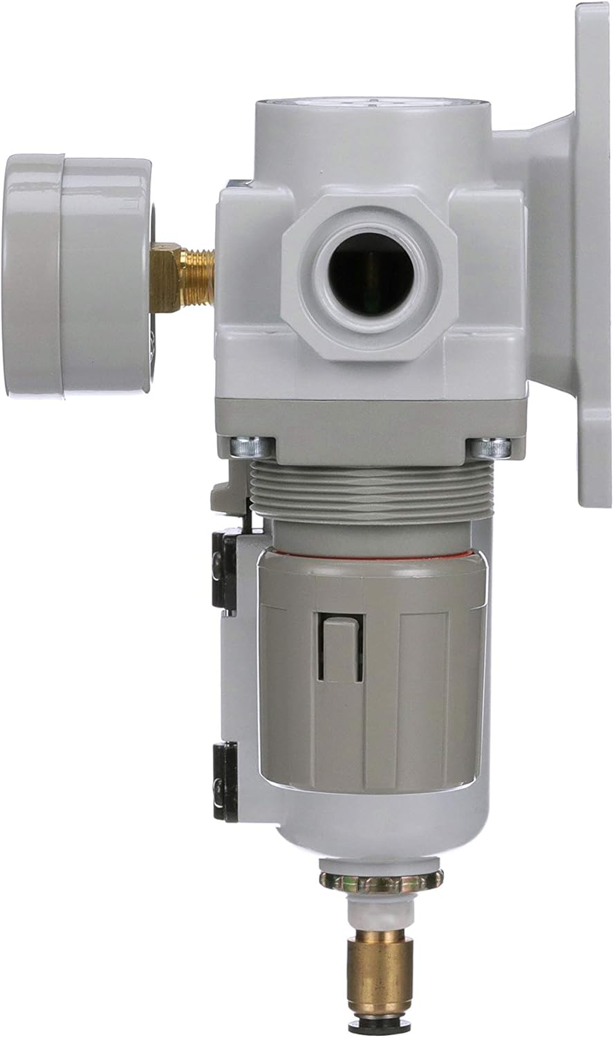 PneumaticPlus SAU320-N03DG-MEP Compressed Air Filter Regulator Combo 3/8" NPT - Metal Bowl, Auto Drain, Bracket, Gauge