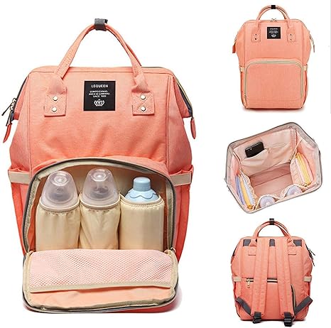PVG Enterprise Waterproof Multifunctional Babies Diaper Bag for Mothers for Travel Nappy Tote Backpack Large Size (20 x 18 x 40 cms) (Peach)