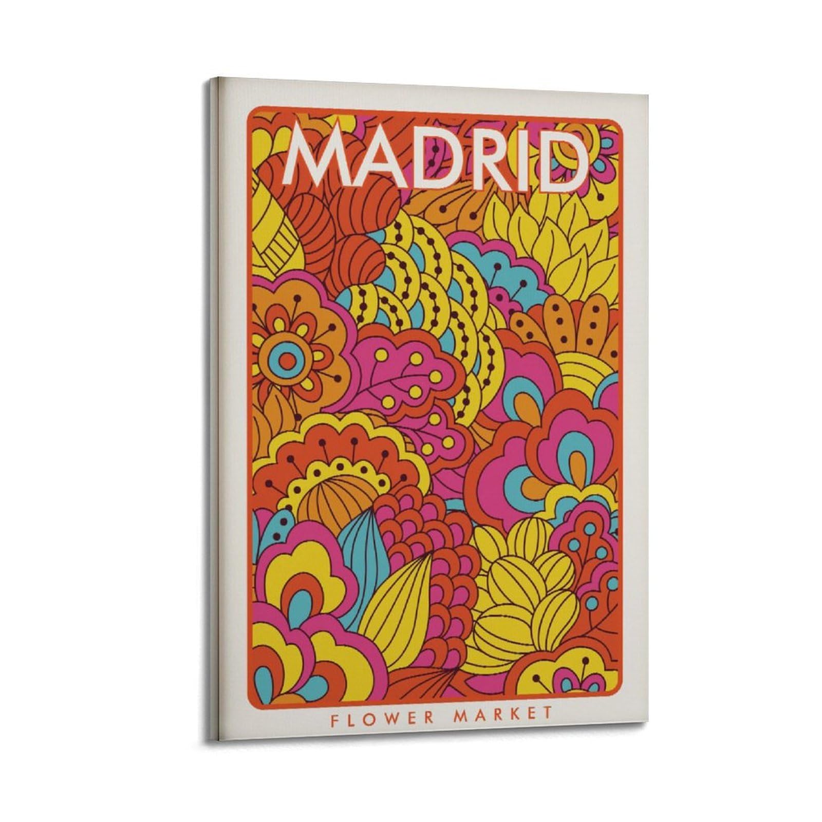 xiaoxiaoshen Madrid Flower Market Botanical Canvas Poster Wall Art Prints Room Aesthetic Murals Bedroom And Living Decorations 20x30inch(50x75cm)