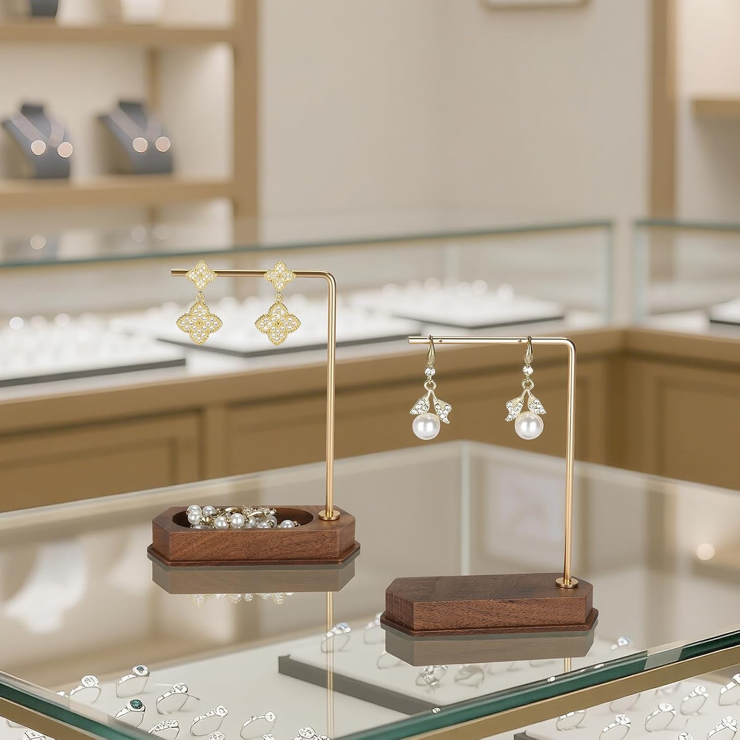 KUKUVR L Shaped Earrings Stud Display Stand (Gold) | Jewelry Earrings Dangle Holder, for Selling Show & Counter Display, for Vendors Retail, Photography