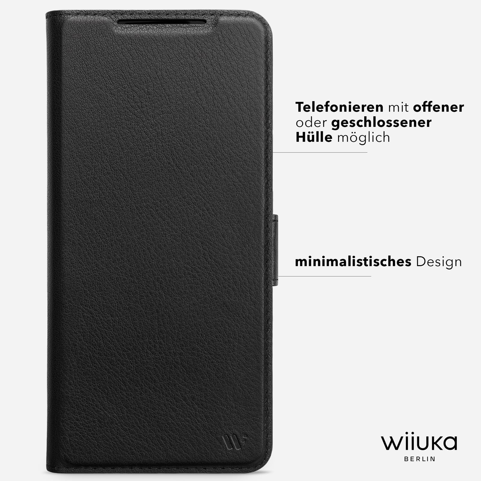 WIIUKA Hülle für Samsung Galaxy S26 Ultra, Leder aus Deutschland, Standfunktion & Kartenfach, Lederhülle extra Dünn, Premium Handyhülle, Klapphülle für Samsung S26 Ultra, suiit Schwarz