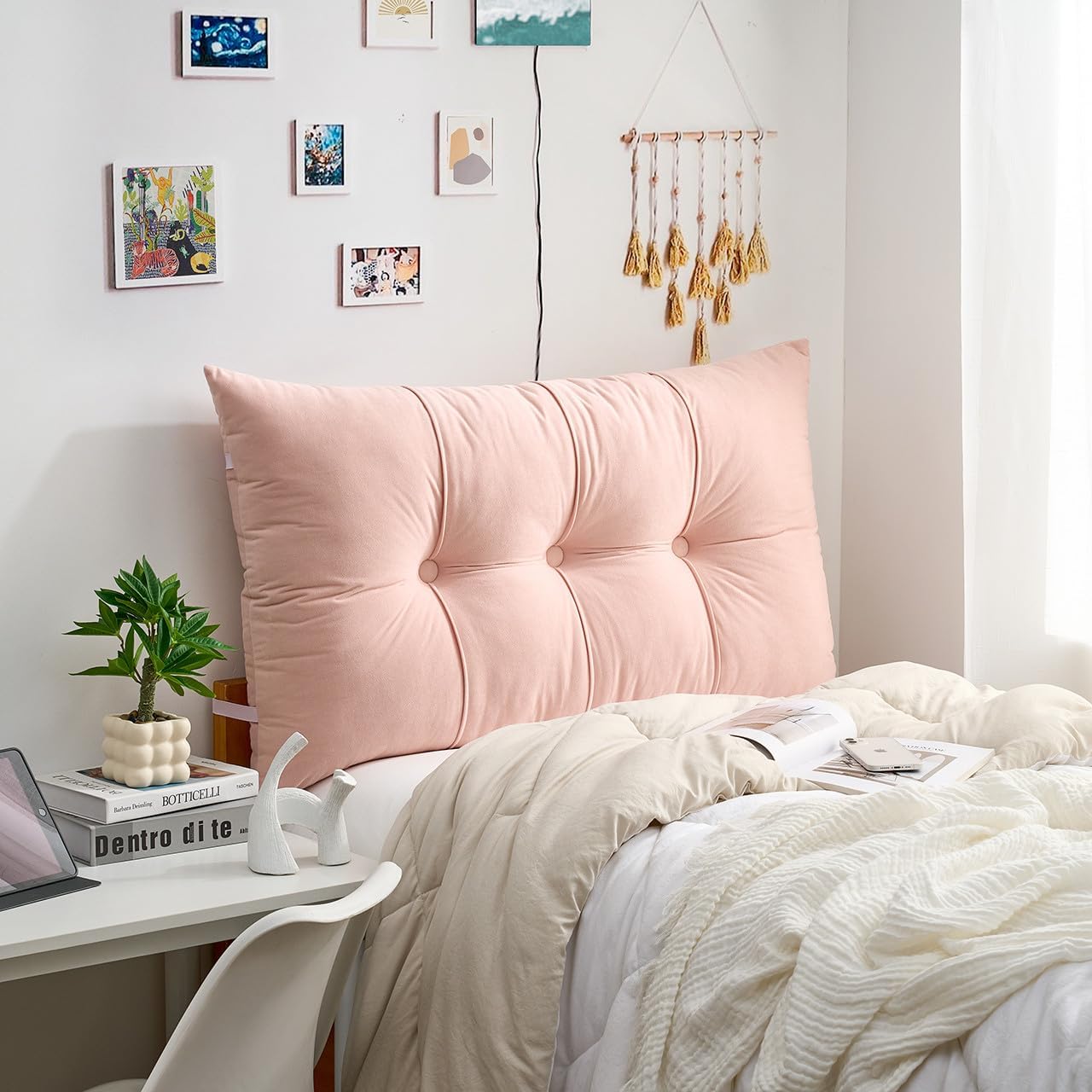 DormCo Rainha - Plush Tufted College Headboard - Sunday Pink