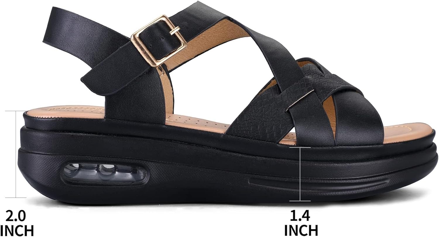 mysoft Women's Walking Sandals Comfortable Air Cushioned Support Ankle Strap Dress Sandals - Image 4
