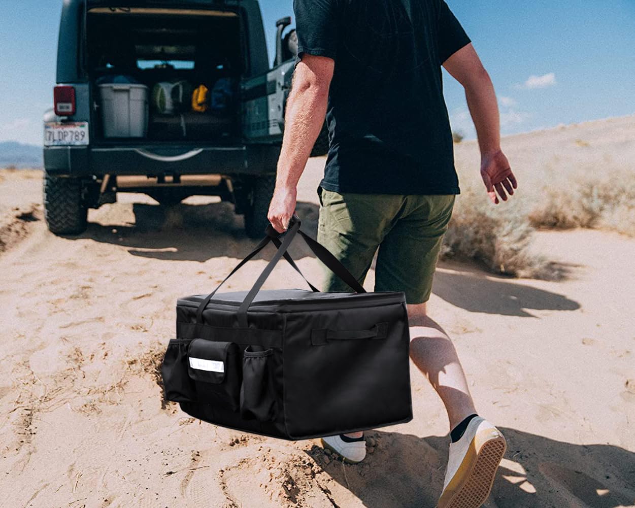 Bolsa térmica aislada para 80 latas para comida y pizza, adecuada para automóvil, bicicleta, campamento, picnic, playa, tamaño XXXL 7
