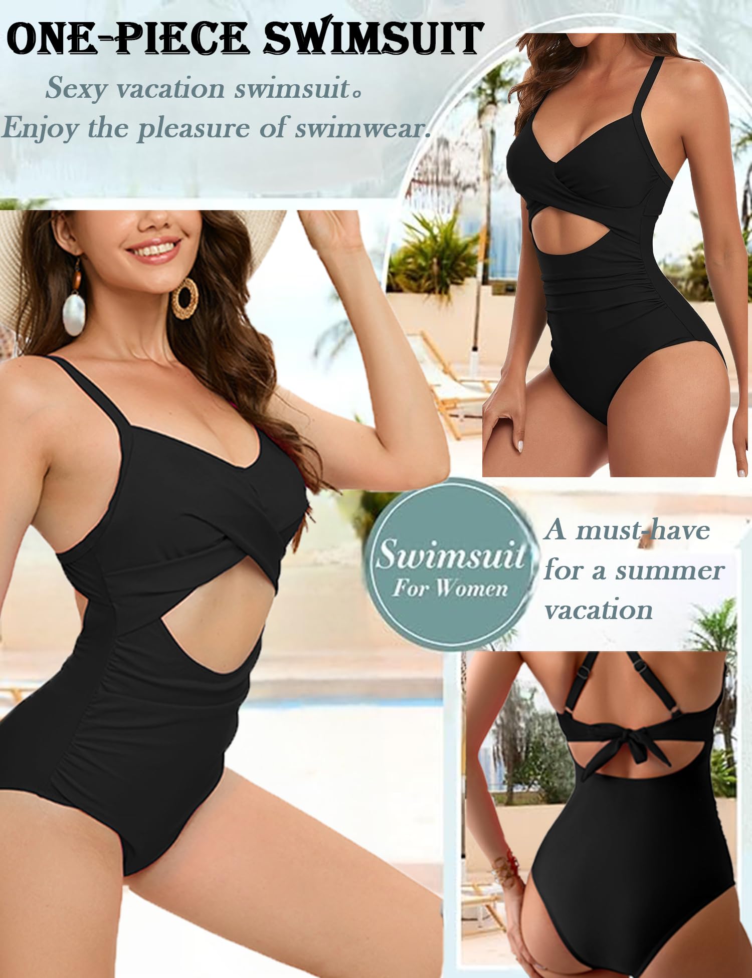 Bañador Reductor Mujer Barriga Trajes de Baño Una Pieza Vientre Plano Barriga Monokinis Control de Barriga Cintura Alta Fruncido Cuello en V Sexy Bañador Reductor Ropa de Baño Playa Halter