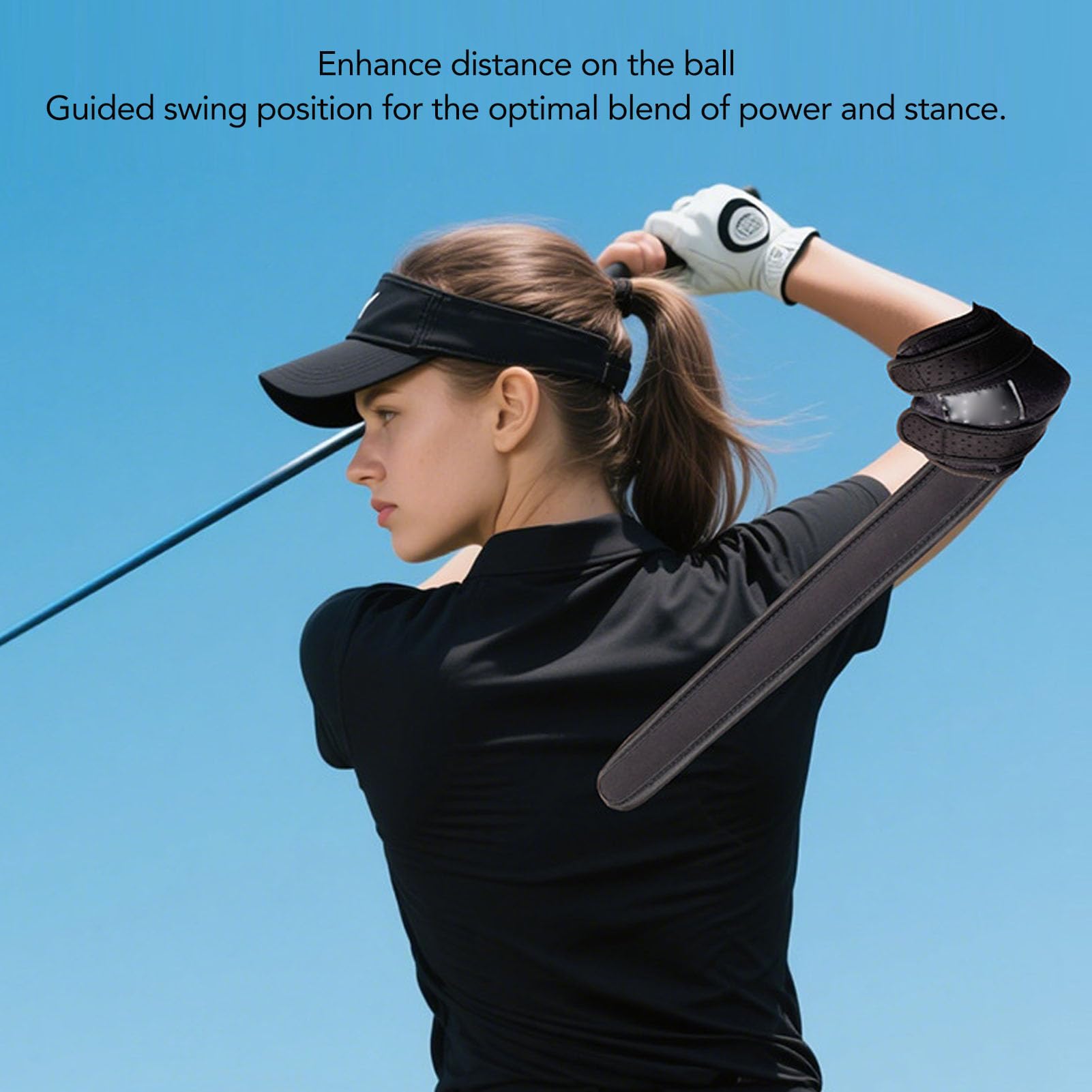 Asixxsix Club Swing Trainer Ellbogenklammer, Gerade Arm Golf Swing Trainer mit Sound Feedback, Einstellbarer Elastischer Latex -Verbundstoff für Rechts Links -Hand -Spieler Männer Frauen