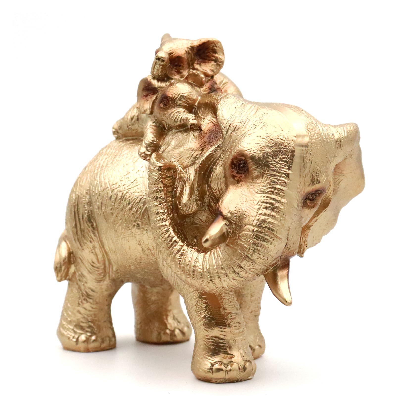Irayin Elephant Statue - Elephant Ornament with Two Calves, Gold Gift for Women Mom, Home Decor, Cute Gold, 15*15*5